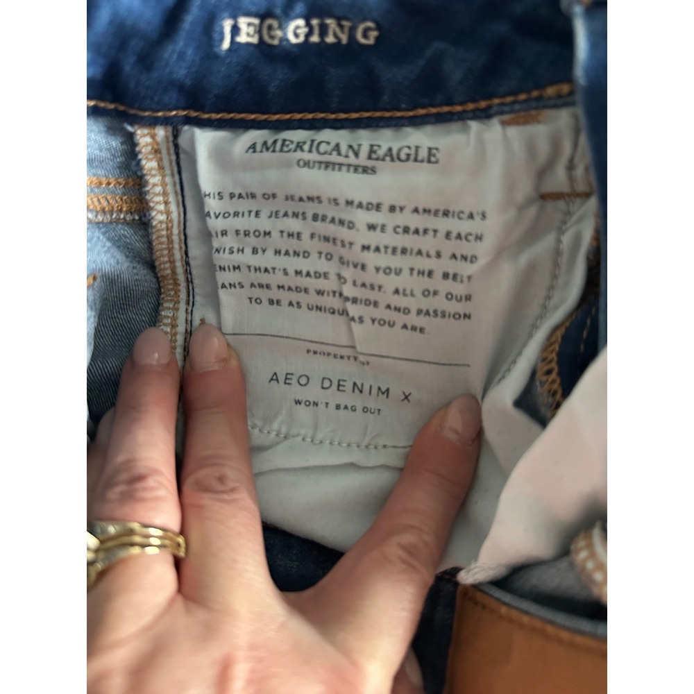 American Eagle Super‎ Stretch High Waist Jeggings Blue Women Size 2 Short - Picture 9 of 9